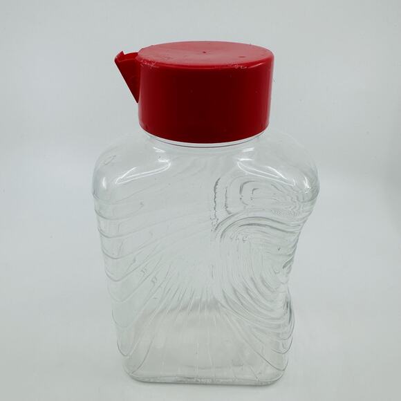 Vintage Retro Italian Covetro Patterned Glass Jug Pitcher Serveware with Red Lid - Picture 11 of 11